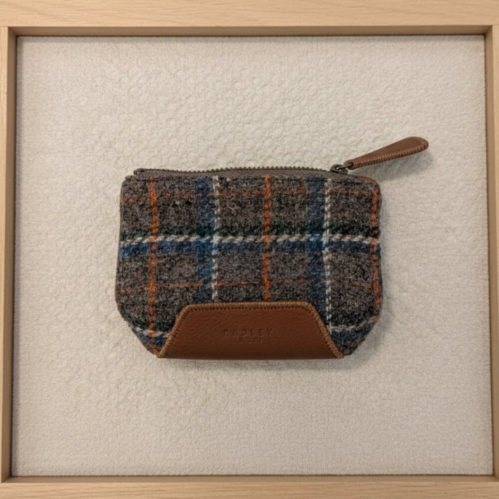 Radley London English Heritage Wallet Tweed & Leather Zip Coin Purse